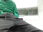 Preview 1 of Nice Monster Cock Gets Masturbated in the Kitchen. Squirting Cumshot 💦