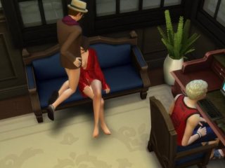 sims 4, double penetration, blowjob, old young
