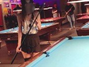 Preview 5 of Tiny skirt with no panties was a big hit at the pool hall!