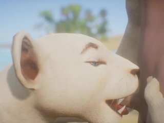 Kira the Lion Furry Girl enjoying his meal