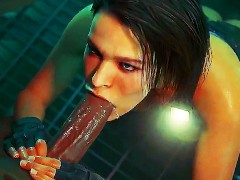 JILL VALENTINE BLOWS A NICE HARD COCK UNTIL SHE RECEIVES A THROATPIE WHILE GETTING ASS FUCKED