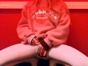 Preview 1 of Amateur skinny girl masturbs after school pink bunny vibrator in white socks shaking orgasm kawaii