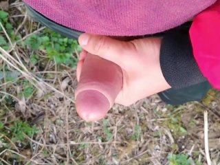 Cumming while walking