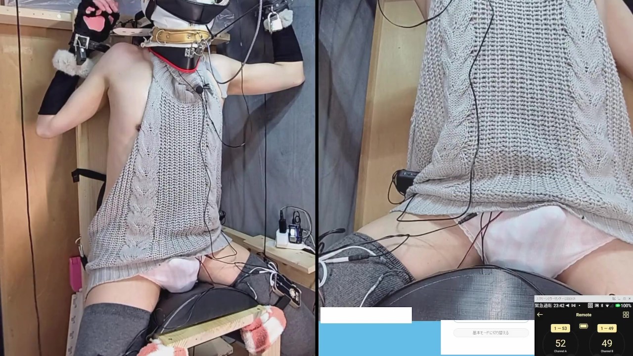 下着女装変態乳首調教 絶頂禁止7日目】【女装m男配信調教】絶叫電気責め、6箇所同時に責められて30分間喘ぎ続けてしまう動画、セーター、低周波電気責め、前立腺、アナル、女装、2022-04-11  - Pornhub Gay