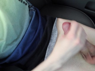 Quivering teen masturbates in the backseat_on his_lunch break.