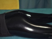 Preview 2 of SLOWMO! Slapping and squeezing tight ass in shiny leather leggings
