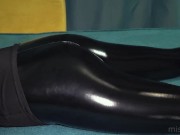 Preview 4 of SLOWMO! Slapping and squeezing tight ass in shiny leather leggings