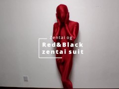 レッド＆ブラックの重ね着全身タイツ - Screenshot 1 of 16 - ゼンタイ