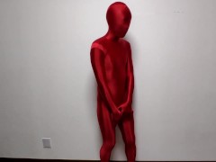 レッド＆ブラックの重ね着全身タイツ - Screenshot 2 of 16 - Zentai