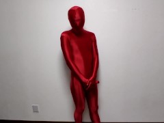 レッド＆ブラックの重ね着全身タイツ - Screenshot 3 of 16 - Spandex