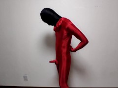レッド＆ブラックの重ね着全身タイツ - Screenshot 7 of 16 - Zentai