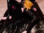 Preview 1 of Sealed & Teased in Layers of Latex: Slut Enjoys Breath Play & Orgasms in a Catsuit, Corset, & Vacbed