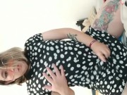 Preview 1 of cute t-girl I try on my new dress and a dildo that fills me up