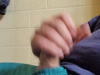 Jerking off at work with a big cumshot at the end