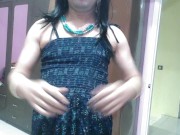 Preview 6 of Sexy sissy crossdresser femboy in long nighty showing her little dick and badass.