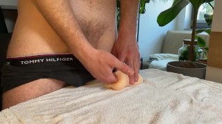 Slowly teasing my cock and fucking this toy, it made me cum so hard
