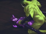 Elf gets pussy creampie from big orc