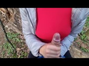 Preview 5 of Outdoor handjob in forest - cum on clothes