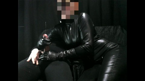 Smoking Fetish Wife in Leather Gloves Cum Fountain Handjob