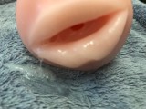 Fantasy sex with a prostitute, cock masturbation with a sex toy - creampie, cum on lips in mouth