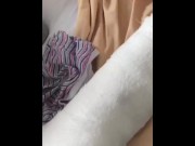 Preview 1 of Hospital Bed MUTUAL Masturbation -  Husband Cums on Her While She Fingers Her Wet Creamy Pussy