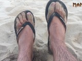CUM SAND & FLIP FLOPS - PUBLIC NUDIST BEACH - CUM FEET SOCKS SERIES - MANLYFOOT 💦 🩴 - EPISODE 2