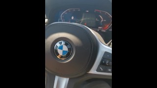 Handjob in my car, electric bmw