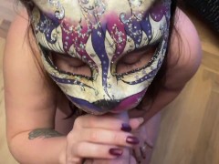 POV Blowjob From a Cutie in cat mask Suck my dick and cum