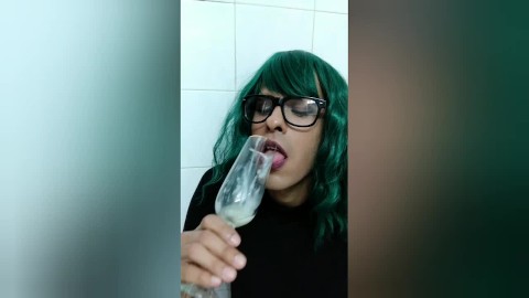Girls Drinking Cum From Glass - Drinking Cum From A Glass Video Porno | Pornhub.com