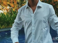 Hot Handsome Man Jerks off in the Outdoor Pool - Screenshot 1 of 16 - Men In Suits