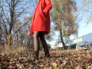 Preview 4 of Exhibitionist wife risky at public playground, seen by people walking near