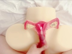エロ漫画でよく見るアレ　子宮断面中出し射精　Japanese Twink Jerking off Fleshlight