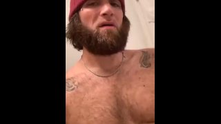 Handsome bearded man strokes his Fat cock thinking of your pussy