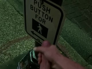 Unloading My Hot Sperm on Street Signs 