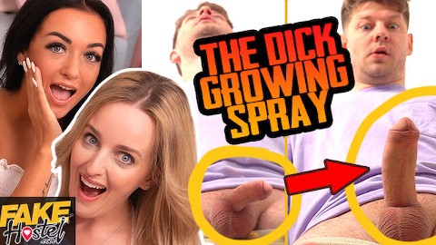 Fake Hostel - Micro Penis guy grows 8 inches with Dick Growing Spray and gets into a threesome