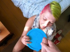 A nice blowjob with cum cleanup from a plate