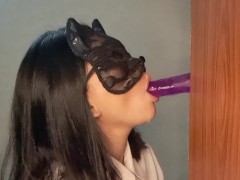 LemonNan with purple dick in closet