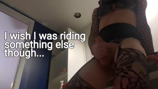 Sissy Boy In Lingerie Rides Dildo To HARD Cumming