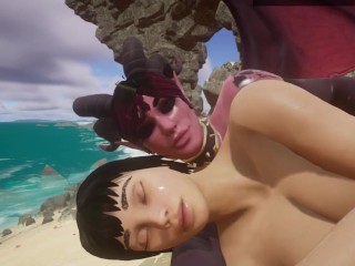 Demon Seduces Lesbian on the Beach