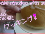 [Japanese] Handjob masturbation! Bukkake semen on pancakes and eat!