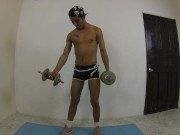 Preview 4 of Spying On a Latino Twink Work Out at the Gym - Hand Job!!