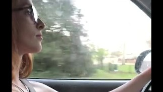 Ginger Slut Tune driving around town nude