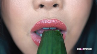ASMR Cucumber And Mandarin Eating