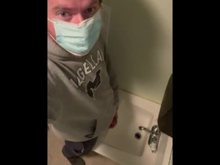 Pee Peeing in the Sink (And on his Pants and on the Floor by Accident) - Hot Guy Peeing