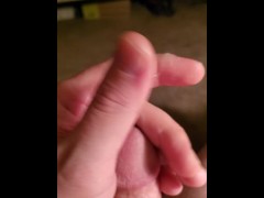 After 15 minutes of stroking and porn I make a mess