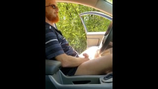 Hot ginger daddy playing with his cock and fire bush