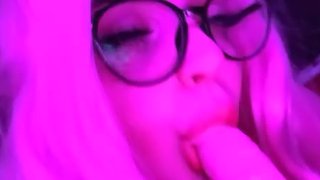Pink Haired E-Girl Gives Sloppy Blowjob