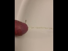 Close up dick peeing in sink