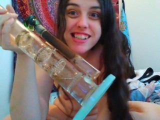 Smoke 420 All Day Every_Day 24/7 Weed Hair Slut PinkMoonLust_Takes Bong Hit Ganja Blaze Getting High