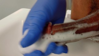 Light Speed dick beating with soapy glove! 